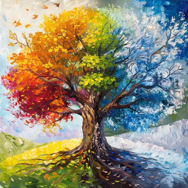 arbre 4 saisons peinture